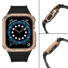 Protect Strap Band opaska z etui do Apple Watch 7 / 6 / 5 / 4 / 3 / 2 / SE (45 / 44 / 42mm) obudowa pancerny pokrowiec na zegarek czarny / różowe złot