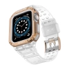 Protect Strap Band opaska z etui do Apple Watch 7 / 6 / 5 / 4 / 3 / 2 / SE (45 / 44 / 42mm) obudowa pancerny pokrowiec na zegarek biały / różowe złoto