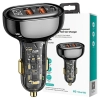 USAMS Ład. sam. 2xUSB+1xUSB-C 125WFast Charge transparent black CC158CC01 (US-CC158)