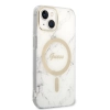 Zestaw Guess GUBPP14MHMEACSH Case+ Charger iPhone 14 Plus / 15 Plus 6.7 biały/white hard case Marble MagSafe
