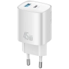 Ładowarka sieciowa USAMS CC290 T66 45W   GaN 1xUSB-A 1xUSB-C srebrny