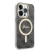 Zestaw Guess GUBPP14LH4EACSK Case+ Charger iPhone 14 Pro 6,1 czarny/black hard case 4G Print MagSafe