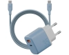 Ładowarka sieciowa Bazic GoPort Velox    Kit USB-C/USB-A GaN 35W z kablem niebieski