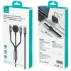 Kabel USAMS Huan Series SJ754 72W USB-C  do USB-C + USB-C + ładowarka bezprzewodowa do zegarka tarnish