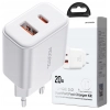 Szybka dwuportowa ładowarka sieciowa 20W USB-C / USB-A Joyroom JR-TCF05 - biała + kabel USB-C - Lightning 1m