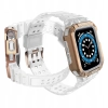 Protect Strap Band opaska z etui do Apple Watch 7 / 6 / 5 / 4 / 3 / 2 / SE (45 / 44 / 42mm) obudowa pancerny pokrowiec na zegarek przezroczysty / różo