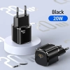 USAMS Ład. siec. 1xUSB-C T36 mini 20W+ kabel USB-C-Lightning czarny/black PD3.0 Fast Charging XFKXLOGTL01 (US-CC124+US-SJ484)