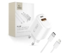 TECH-PROTECT NCA45W-GAN 2-PORT NETWORK CHARGER PD 45W / QC3.0 + LIGHTNING CABLE WHITE