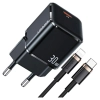 USAMS Ład. siec. 1xUSB-C T45 30WPD3.0 Fast Charging +kabel U63 USB-C/Lightning czarny/black UXTZH01 (USAMS-UX)