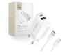 Ładowarka sieciowa Tech-Protect NCA20 PD 20W QC3.0 USB-A / USB-C + Kabel USB-C / Lightning 100cm - biała