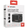 Verbatim Ładowarka sieciowa GaN 65W      2xUSB-C/USB-A + Adapter EU/UK/US czarny/black 32217