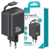 USAMS Ład. siec. 1xUSB-C ze zwijanymkablem USB-C Retractable PD+QC 30W Gan Fast Charging czarny/black YC Series CC241TC01 (US-CC241)