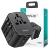 USAMS Adapter siec 2xUSB+1xUSB-C T59 20W4w1 US/AU/EU/UK czarny/black CC179TC01 (US-CC179) Universal Travel Charger