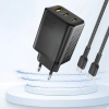 Ładowarka sieciowa Dudao A29 65W GaN 2 x USB-C + 1 x USB-A - czarna