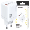 Ładowarka sieciowa GaN Wozinsky CGWCW 65W USB-A / 2 x USB-C - biała
