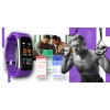 Smartwatch GIEWONT czarno fioletowy z 2 wymiennymi paskami