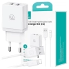 USAMS Ład. siec. 2xUSB 18W + kabelLightning/USB-A Fast Charging biały/white series HC HCXLTZ01