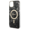 Zestaw Guess GUBPP14MHMEACSK Case+ Charger iPhone 14 Plus / 15 Plus 6.7 czarny/black hard case Marble MagSafe