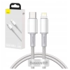 Kabel USB-C do Lightning Baseus High Density Braided, 20W, 5A, PD, 1m (biały)