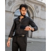 Elegancki skórzany pasek męski PETERSON czarny automatyczna klamra
