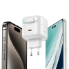 USAMS Ład. siec. 1xUSB-C ze zwijanymkablem Lighning Retractable PD+QC 35W Gan Fast Charging biały/white XMF Series CC209TC02 (US-CC209)
