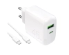 Ładowarka Puro Daily Prolite 45W USB-C USB-A Power Delivery z kablem USB-C - biała