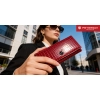 Portfel damski skórzany RFID czerwony lakierowany faktura CROCO Peterson