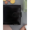 Skórzany portfel męski czarny elegancki ochrona RFID poziomy