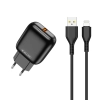JELLICO ładowarka sieciowa C32 18W 1xUSB QC3.0 + kabel Lightning Czarny