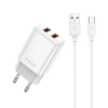 JELLICO ładowarka sieciowa EU02 2.4A 12W 2xUSB + kabel USB-C Biały
