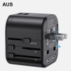 USAMS Adapter siec. 2xUSB T55 12W4w1 US/AU/EU/UK czarny/black CC173TC01 (US-CC173) Univesal Travel Charger