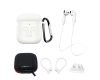 Zestaw silikonowe etui AirPods 2 / AirPods 1 + futerał / zaczep na ucho / pasek na szyję / uchwyt na pasek zegarka / karabińczyk - białe