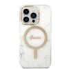 Zestaw Guess GUBPP14LHMEACSH Case+ Charger iPhone 14 Pro 6,1 biały/white hard case Marble MagSafe