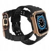Protect Strap Band opaska z etui do Apple Watch 7 / 6 / 5 / 4 / 3 / 2 / SE (45 / 44 / 42mm) obudowa pancerny pokrowiec na zegarek czarny / różowe złot