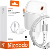 MCDODO SZYBKA ŁADOWARKA SIECIOWA ZASILACZ USB TYP C 30W + KABEL USB-C 1M
