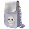 Nimmy Zestaw 3w1 torebka na telefon +    portfel + etui na lokalizator fioletowy/purple Big Eyed Pet 2.0 Rabbit