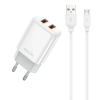 JELLICO ładowarka sieciowa EU02 2.4A 12W 2xUSB + kabel Micro Biały
