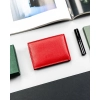 Portfel skórzany na karty elegancki czerwony RFID elegancki