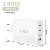 TECH-PROTECT NC140W-GAN 4-PORT NETWORK CHARGER PD 140W / QC3.0 WHITE
