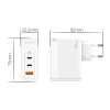JELLICO ładowarka sieciowa C118 GaN PD 100W 2xUSB-C + 1xUSB QC3.0 Biały