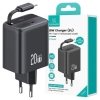 USAMS Ład. siec. 1xUSB-C ze zwijanymkablem USB-C Retractable PD+QC 20W Gan Fast Charging czarny/black YC Series CC233TC01 (US-CC233)