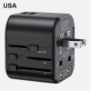 USAMS Adapter siec. 2xUSB T55 12W4w1 US/AU/EU/UK czarny/black CC173TC01 (US-CC173) Univesal Travel Charger