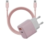 Ładowarka sieciowa Bazic GoPort Velox    Kit USB-C/USB-A GaN 35W z kablem różowy