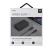 UNIQ Ład. siec. Versa Slim  USB-C PD 18W+ kabel USB-C na USB-C czarny/charcoal black (LITHOS Collective)