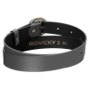 Połyskujący, skórzany pasek damski ze złotą, okrągłą klamrą - Rovicky