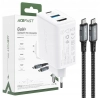 Acefast 2w1 ładowarka sieciowa GaN 65W USB Typ C / USB, adapter przejściówka HDMI 4K@60Hz (zestaw z kablem) biały (A17 white)
