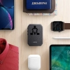 UNIQ Ład. siec. Voyage World Adapter 33W+ 2xUSB + PD 18W + QC 3.0 szary/charcoal grey (LITHOS Collective)