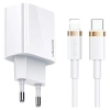 USAMS Ład. siec. 1xUSB-C T34 20W 5V-3APD3.0 + kabel U63 USB-C do lightning 20W biały/white (T49) T49OCLN01