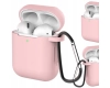 Etui do AirPods 2 / AirPods 1 silikonowy miękki pokrowiec na słuchawki + brelok karabińczyk zawieszka różowy (case D)