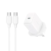 Ładowarka sieciowa Joyroom JR-TCF20 PD 20W (wtyczka UK) z kablem USB-C 1m - biała